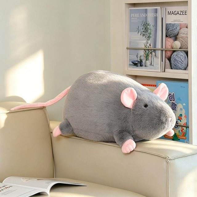 Yiran Health & Beauty Simulation Maus Plüschkissen, Tierpuppen, Grau - Bild 1