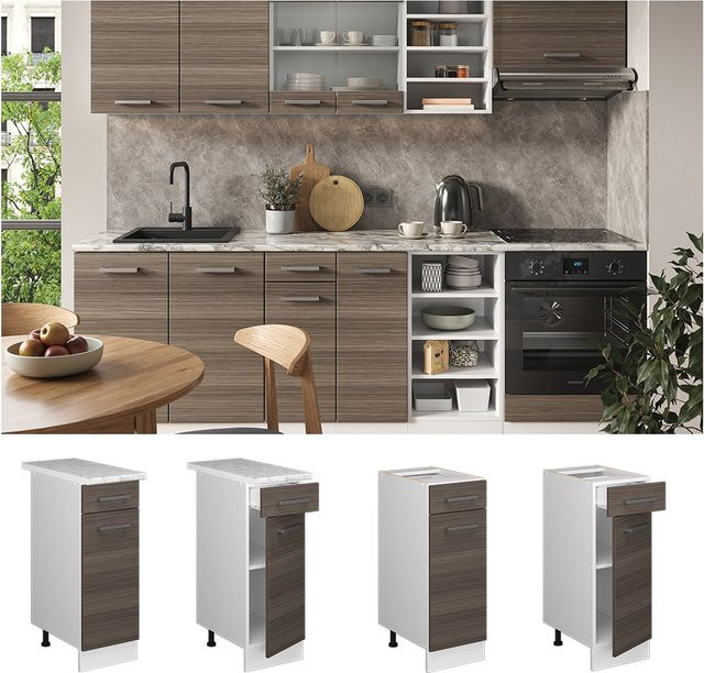 Vicco Küchenunterschrank R-Line Schubladenschrank in Grau/Weiß mit 30 cm Breite - Bild 3