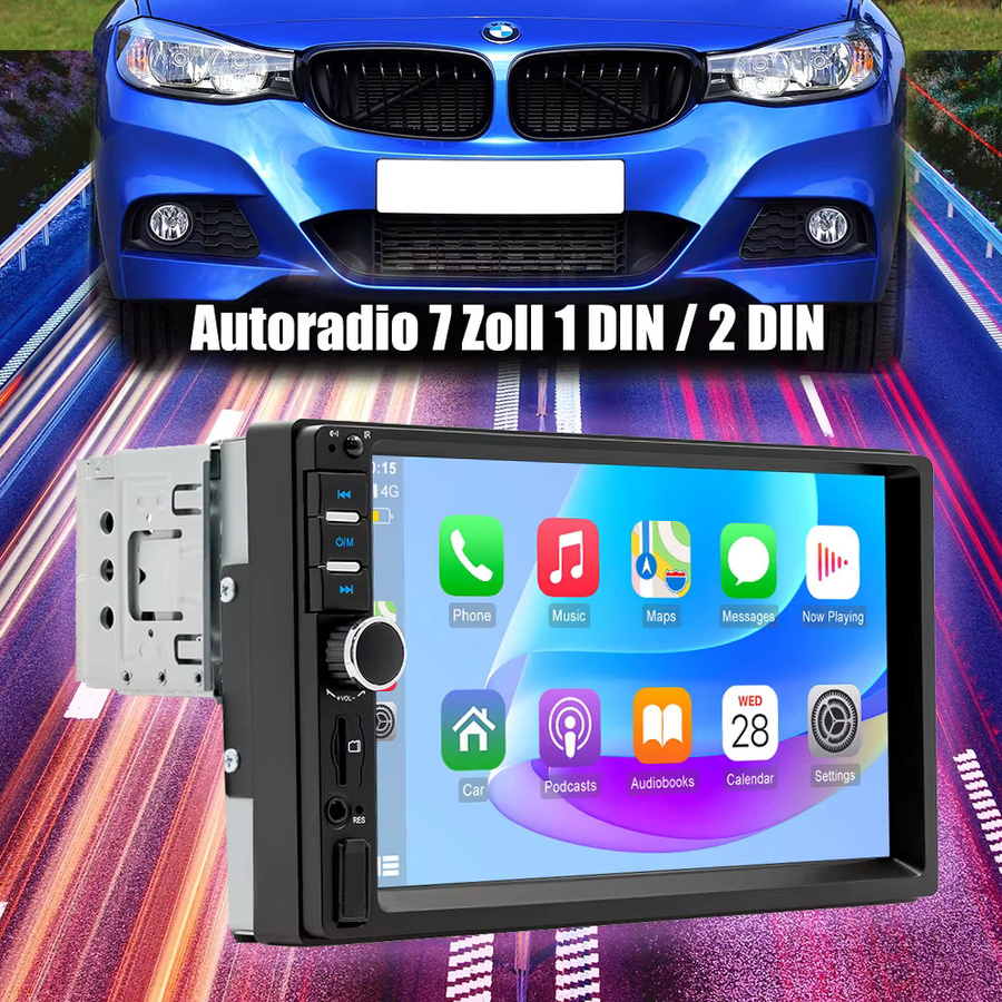 ESSGOO Universal Autoradio mit 7 Zoll HD Touchscreen, Carplay und Android Auto, Bluetooth, USB, AUX und TF-Kartenslot, Schwarz - Bild 5