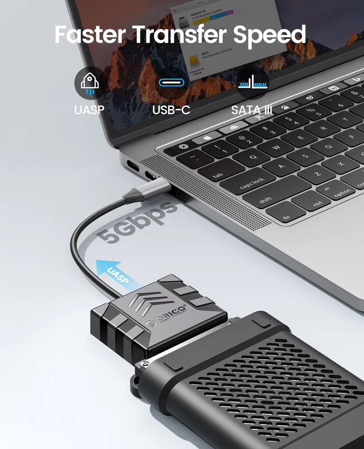ORICO USB 3.0 zu SATA Konverter Adapter für 2,5 und 3,5 Zoll HDD und SSD in Schwarz - Bild 2