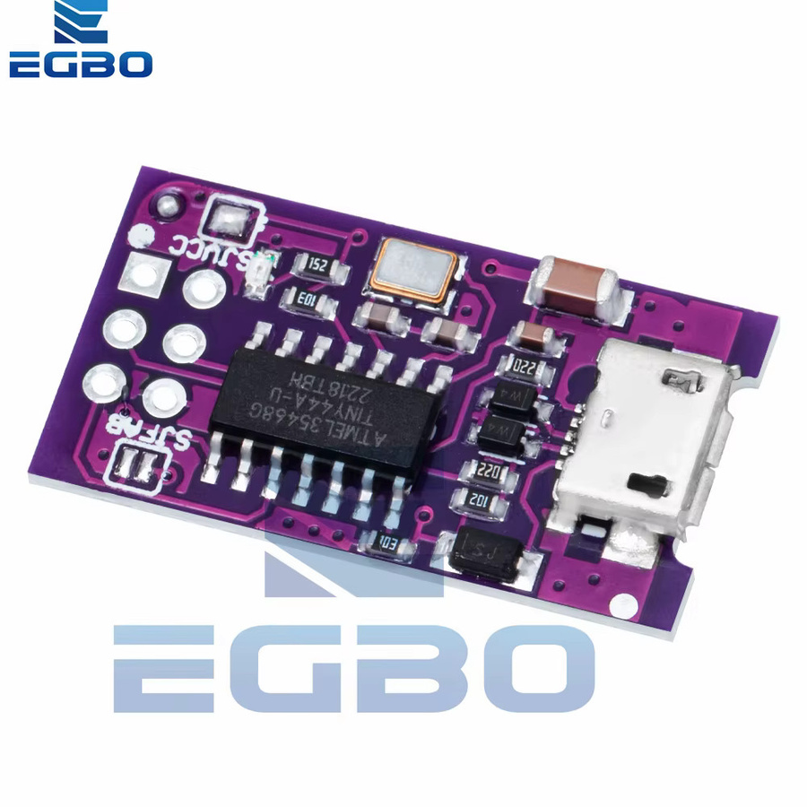 EGBO USBTinyISP Programmiermodul für ATtiny44 ATtiny45 ATtiny85 Mikrocontroller in Lila mit Micro USB Anschluss - Bild 2
