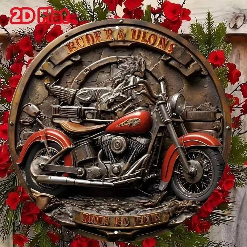 CIFkauf Motorrad Metallschild Rustikale Wandkunst Quadratisch, B/B/H: 20 x 20 x 20 cm, Mehrfarbig - Bild 1