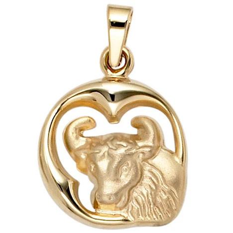 Colfem Anhänger Sternzeichen Stier, 375 Gelbgold, matt, Unisex - Bild 1
