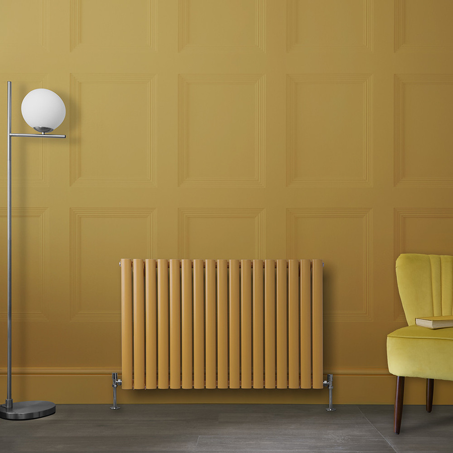 Design Heizkörper Horizontal Doppellagig von Revive in Gelb, B: 100 cm, H: 63,5 cm, T: 63,5 cm - Bild 1