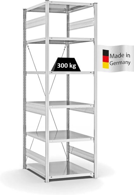 PROREGAL Fachbodenregal Stecksystem T-Profil Heavy-Duty Grundregal, 6 Ebenen, Lichtgrau, H x B x T: 250 x 75 x 80 cm - Bild 1
