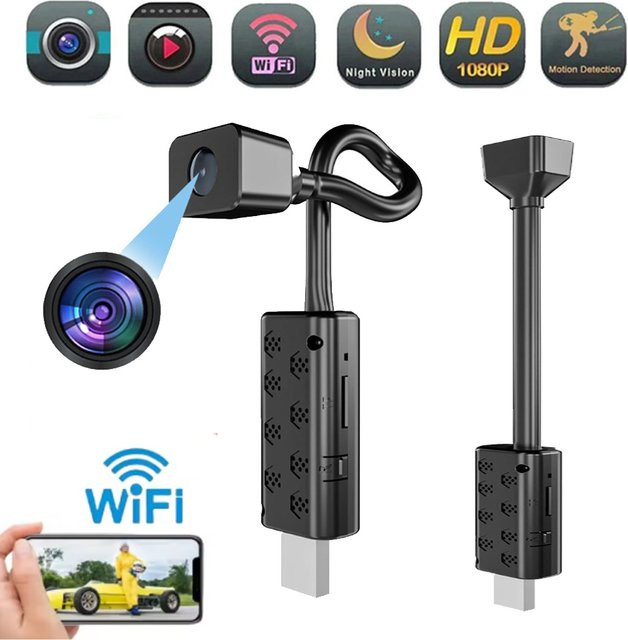 CUGUU Mini HD 4K WiFi Überwachungskamera mit Nachtsicht und USB-Modul in Schwarz - Bild 1
