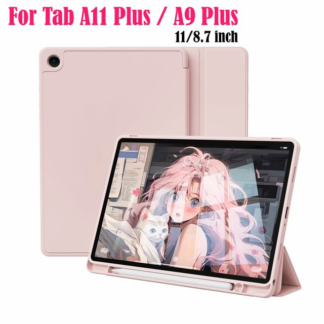 Stoßfeste Schutzhülle aus Leder und Silikon für Samsung Galaxy Tab A11 Plus 11 Zoll und Tab A9 8.7 Zoll in Pink oder Purple - Bild 1
