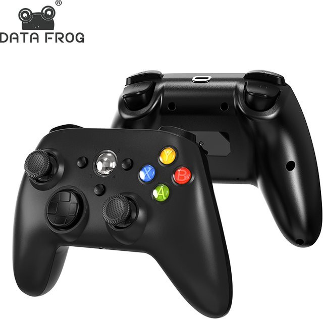 DATA FROG Kabelloser Controller für Xbox 360 Slim und PC, Ergonomisches Dual-Vibration Turbo Gamepad in Schwarz - Bild 1