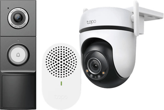 TP-Link Tapo C520WS WLAN Überwachungskamera mit D235 Smart Battery und kabelgebundener Türklingel in Weiß - Bild 1