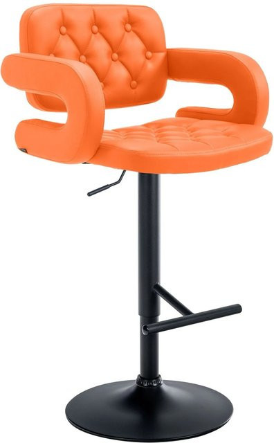 DELUKE Barhocker BURID Barstuhl aus Kunstleder in Orange und Schwarz, höhenverstellbar, drehbar mit Lehne, B/T/H: 62 x 55 x 103 cm - Bild 1