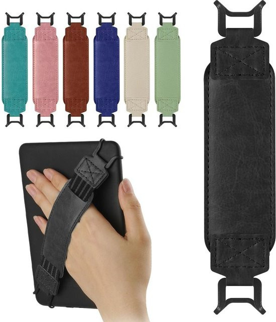 Universelle Leder Handschlaufe für Tablet und E-Reader mit Anti-Drop-Funktion, elastisch und rutschfest, in Schwarz oder Braun - Bild 1