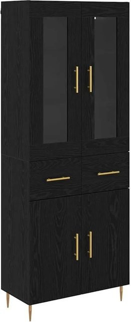 vidaXL Highboard 2-teilig in Schwarz und Eichen-Optik mit Glastüren und Schubladen für dein Wohnzimmer - Bild 1