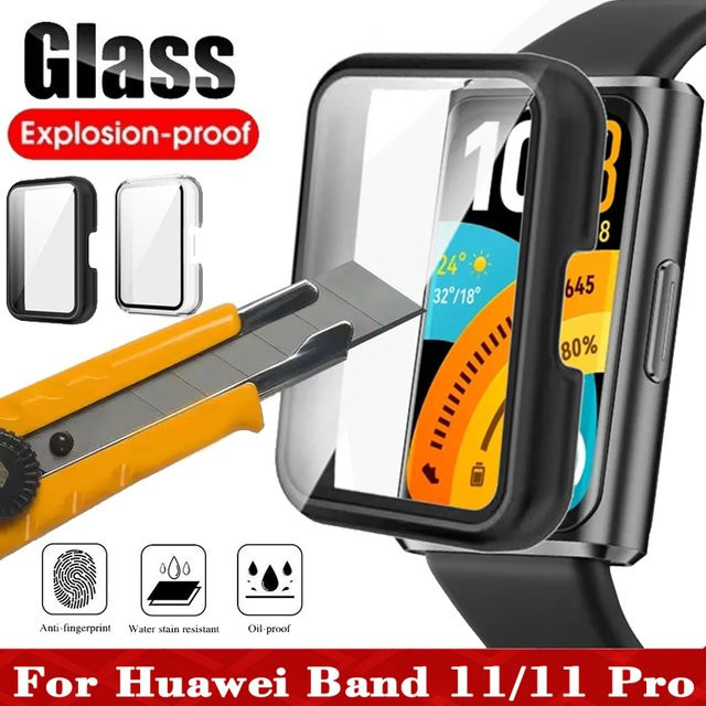 Huawei Schutzhülle und Displayschutzfolie, Silikon, Schwarz, Huawei Band 11/11 Pro - Bild 1