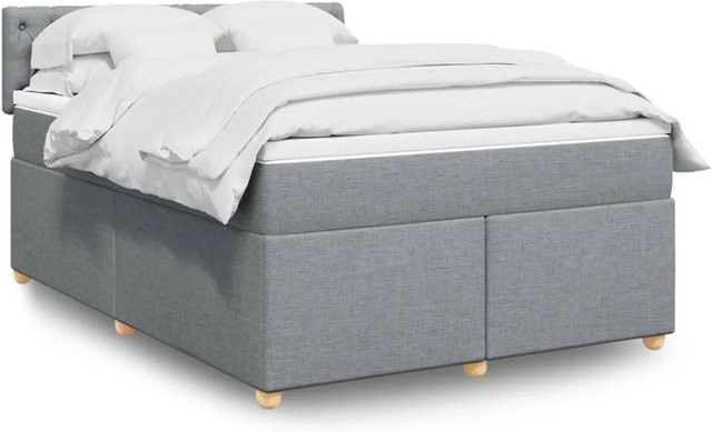 vidaXL Hybrid-Boxspringbett mit Matratze und Taschenfederkern in Hellgrau, B/T: 140 x 200 cm - Bild 1
