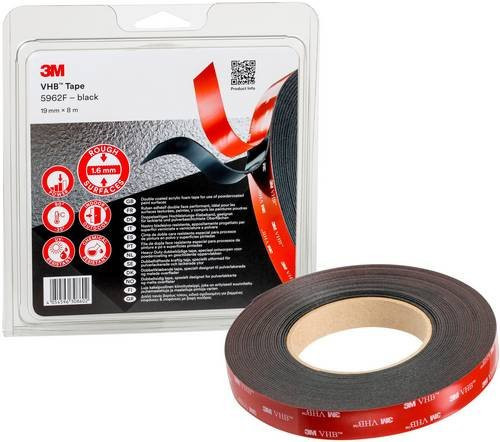3M VHB Klebeband schwarz doppelseitig mit Acrylat-Klebstoff Breite: 19 mm, Länge: 8 m - Bild 1