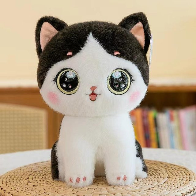 Yiran Health & Beauty Duoduo Katze Puppe, Plüschtier, Weiß Schwarz, 24cm - Bild 1