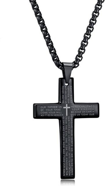 Halskette mit Kreuz Anhänger, Metall, Schwarz, Unisex, Vintage - Bild 1