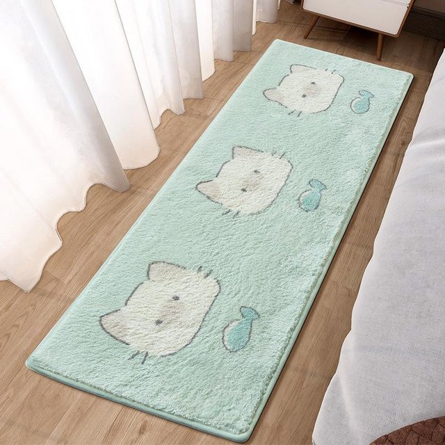 Kinder Teppich mit Herz-Motiv in Türkis, rutschfest und pflegeleicht, B/T: 120 x 40 cm - Bild 1