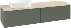 V&B Waschtischunterschrank Antao ohne Frontstruktur in Grau Grün lackiert B: 160 cm, T: 50 cm - Bild 1