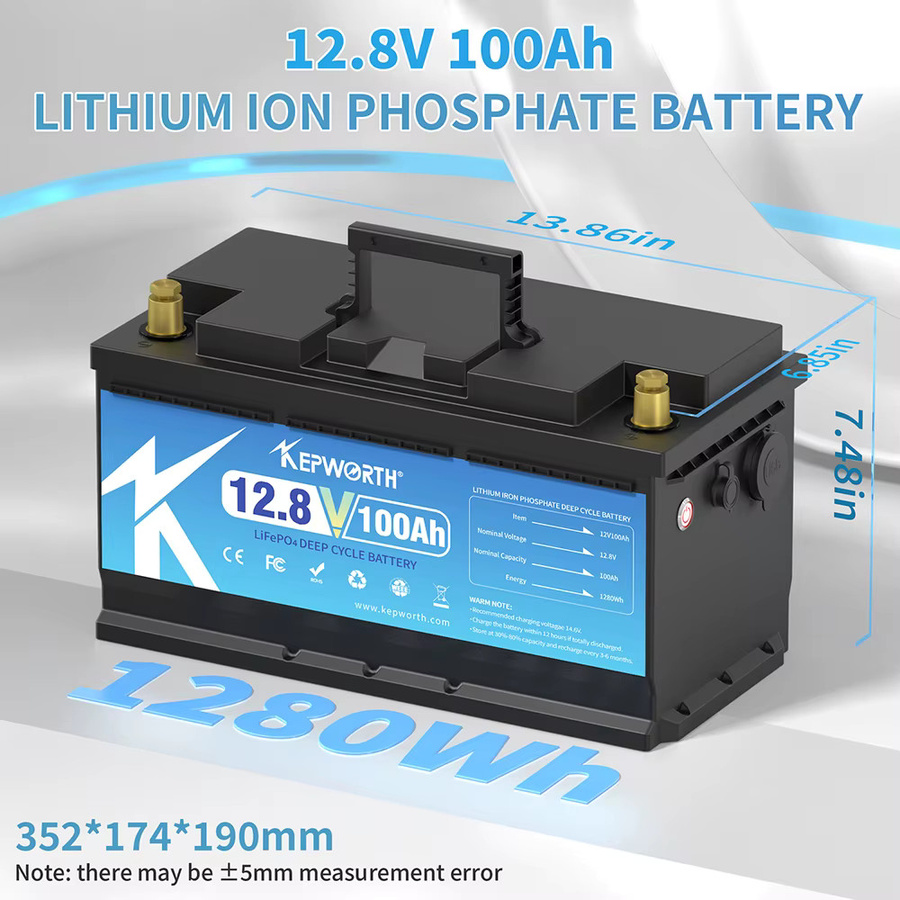 KEPWORTH Lithium-Eisen-Phosphat Batterie in Schwarz für Golfwagen, EV, RV und Solar-Energie - Bild 4