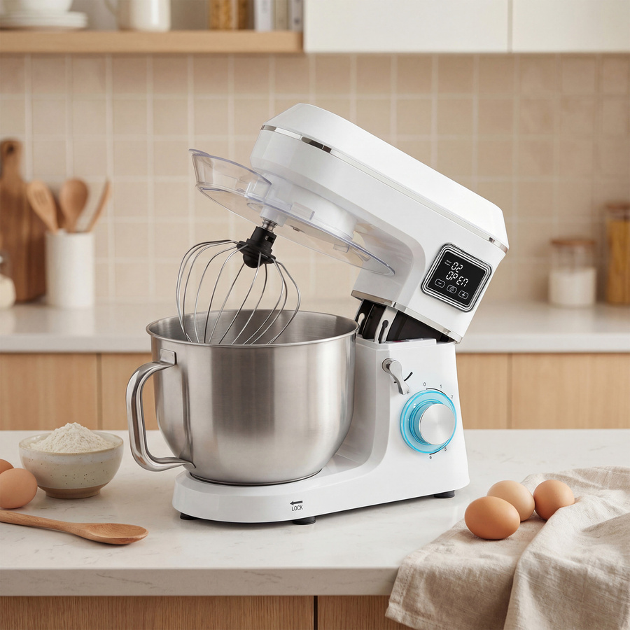 Aosom Standrührmaschine mit 6 l Edelstahlschüssel und 1400 W in Weiß - Bild 2