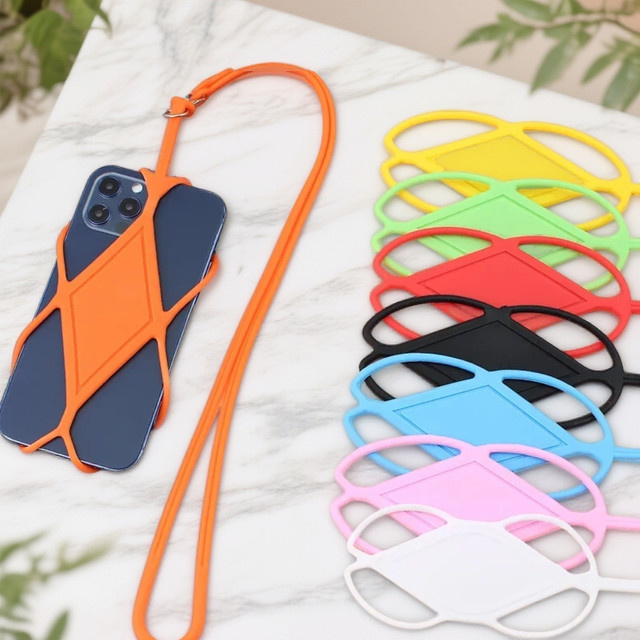 WSSHE Handy-Lanyard aus Silikon in Schwarz für iPhone und Xiaomi, verstellbares Halsband als Handy-Charm-Hülle und Schlingenschnur für Damen und Herren - Bild 1