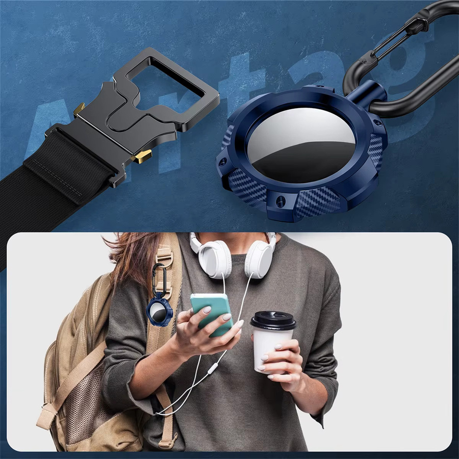 CAOWTAN AirTag Armor Case Schutzhülle in Blau mit Schlüsselanhänger für Anti-Verlust-Schutz - Bild 3