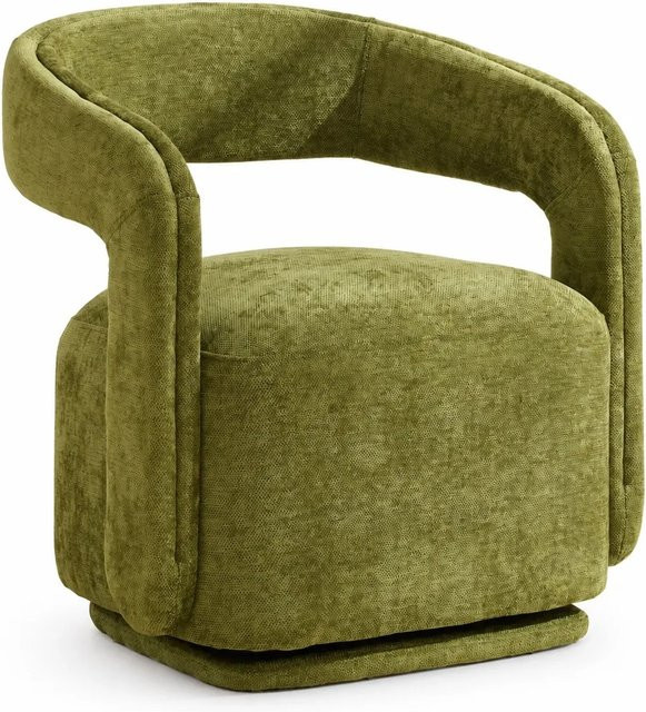 PXloue Loungesessel Drehsessel 360 Grad aus Chenille in Grün mit Holzgestell - Bild 1