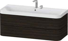 Duravit Möbelwaschtisch Happy D.2 Plus in Nussbaum gebürstet mit 2 Schubladen und 2 Hängelichtern, Breite: 117,5 cm, Tiefe: 49 cm - Bild 1