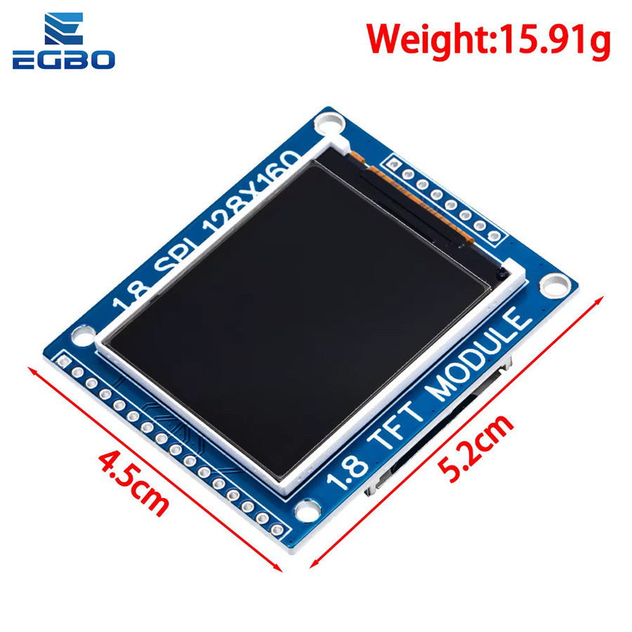 EGBO 1,8 Zoll SPI TFT LCD Display Modul 128x160 mit PCB Adapter in Blau für Arduino, 3,3V/5V Dual Power IO Schnittstelle - Bild 2