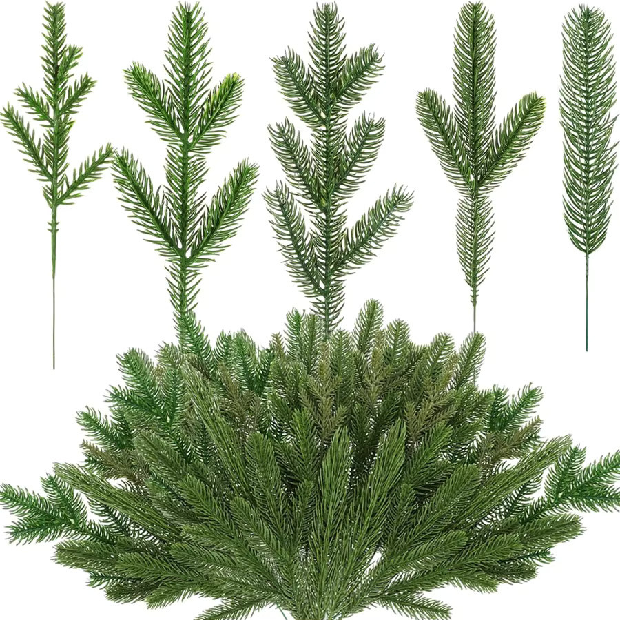ZQCY Künstliche Pflanzen Set in Grün für Weihnachtsbaum, Garten und Hochzeit - Bild 3