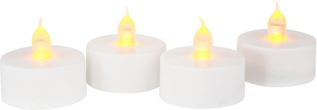 VBS LED-Teelichter mit Timer und Flackereffekt, 4 Stück, Weiß - Bild 1