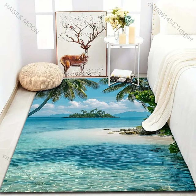 Karpetti Teppich mit Kokospalmen-Print, rutschfest und mehrfarbig, B/T: 60 x 40 cm - Bild 1