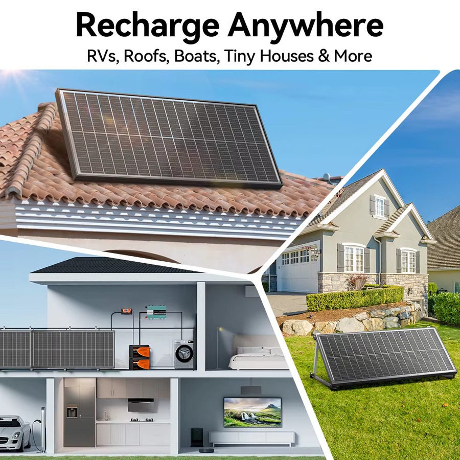 Rvpozwer Monokristallines Solarpanel N-Typ 18BB in Schwarz mit 400W/200W/100W hocheffizienter PV-Leistung für netzunabhängige Anwendungen - Bild 5
