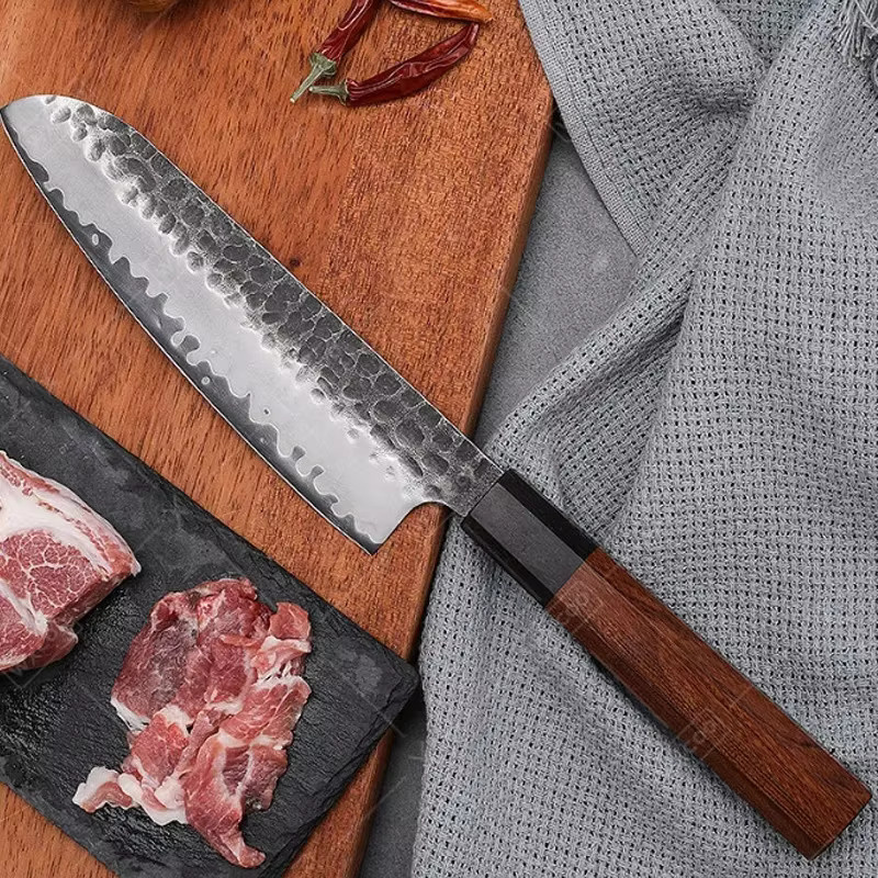 WXCOO Japanisches Kiritsuke-Messer aus Damaszenerstahl mit Holzgriff als professionelles Fleischmesser und Fischfiletiermesser - Bild 5