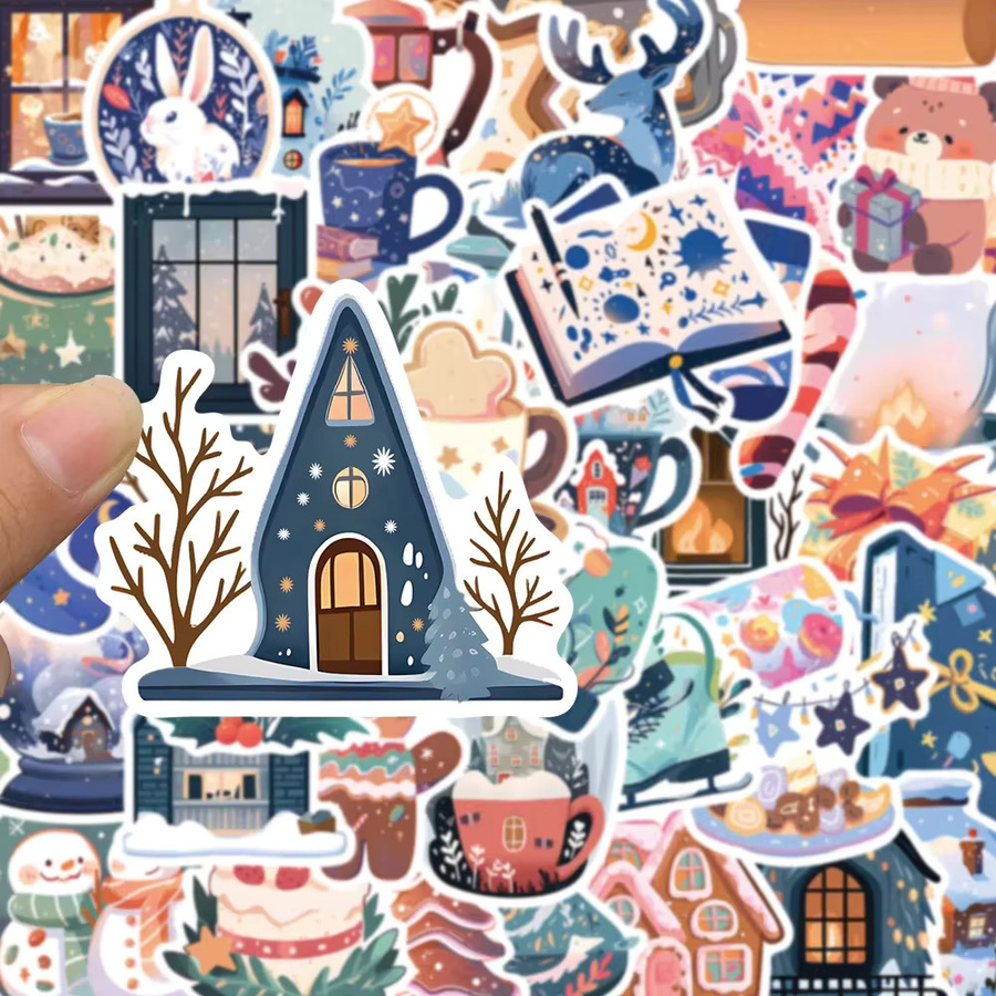 50 Stück GOGOTU Cartoon Winter Weihnachten Graffiti Aufkleber, wasserdichte DIY Aufkleber in Multicolour für Telefon, Sammelalbum und Spielzeug - Bild 2