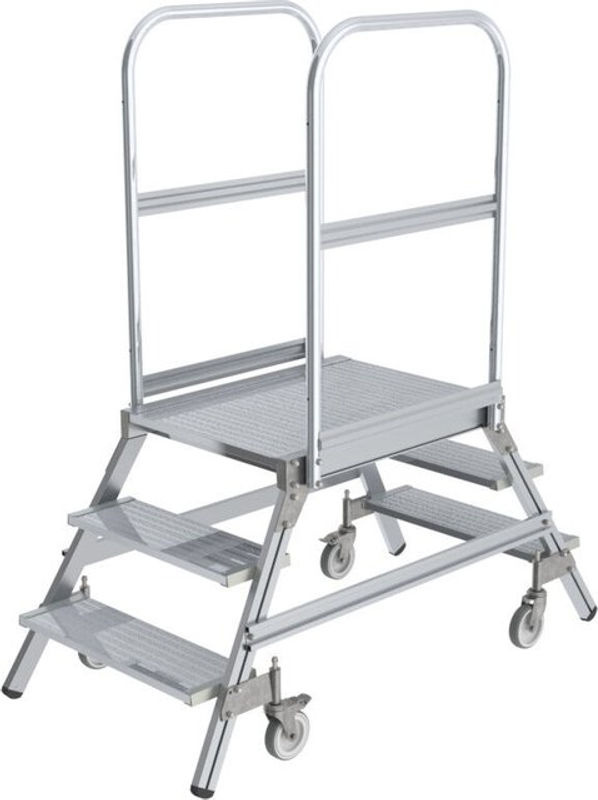 Günzburger Steigtechnik MUNK Aluminium Podestleiter Silber mit 3 Stufen und 2,7 m Arbeitshöhe - Bild 2