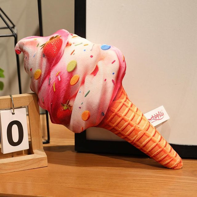 Yiran Toy Eistüte Plüschkissen in Multicolour als dekoratives Snack-Kissen für Sofa und Stuhl - Bild 1