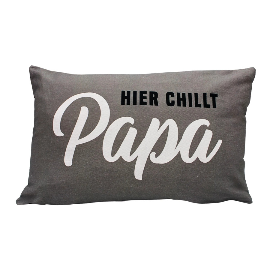 Dekohelden24 Zierkissen Hier Chillt Papa in Grau, B/H/T: 40 x 23 x 13 cm - Bild 2