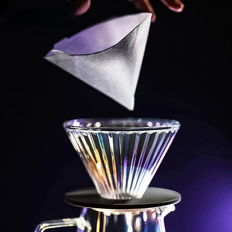 Wiederverwendbarer Pour Over Kaffeefilterbecher aus Glas in Transparent und Grau für Barista-Zubehör - Bild 4