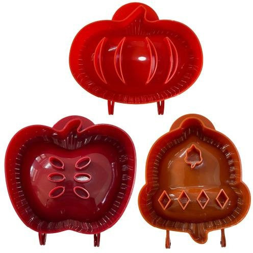 Neon Veil 3-teiliges Antihaft Tarteform Set aus Carbonstahl und Silikon in Rot für Apfelkuchen, Tarten und Quiches - Bild 1