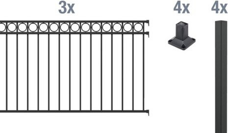 GAH ALBERTS Zaun Circle aus Aluminium in Mattschwarz, Länge: 600 cm, Höhe: 120 cm - Bild 1