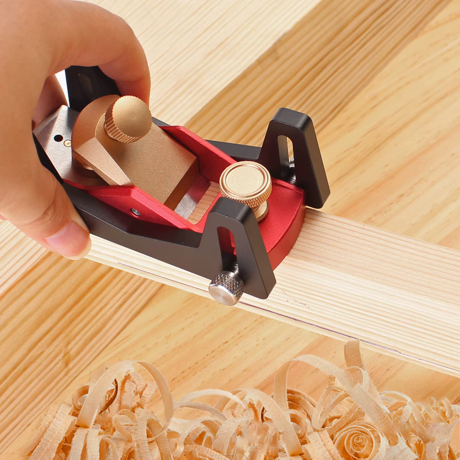 Verstellbarer universeller Präzisions-Handhobel in Rot mit einstellbarem Winkel und einstellbarer Schnitttiefe für die Holzbearbeitung und Möbelmodellierung - Bild 2