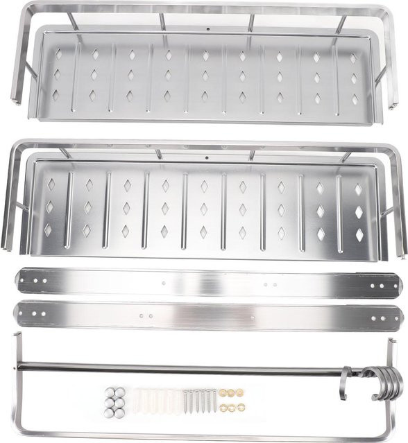Aimo Duschablage Organizer aus Edelstahl in Weiß mit Handtuchhalter für dein Badezimmer, wandmontiert - Bild 1