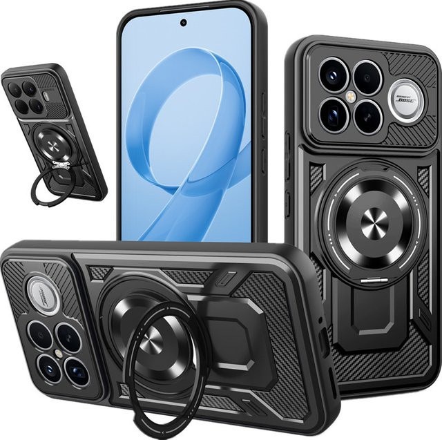 Heavy Duty Schutzhülle für Xiaomi Poco F8 Ultra und F8 Pro mit Ring-Ständer Halterung in Schwarz und Gold - Bild 1