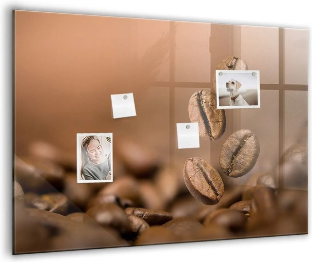 Tulup Magnettafel aus Glas Kaffeebohnen Weiß, B: 100 cm, H: 70 cm - Bild 1