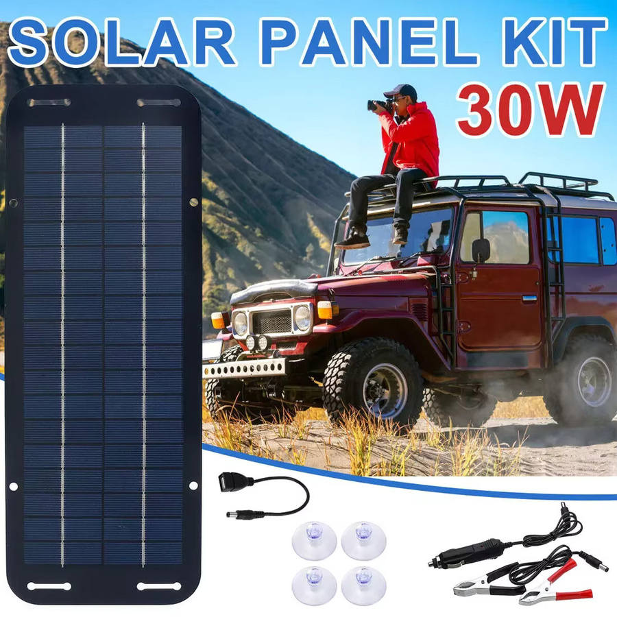 Tragbares 30W 12V Solar Panel Kit als wiederaufladbares Solar-Ladegerät für Caravan und Motorrad - Bild 3