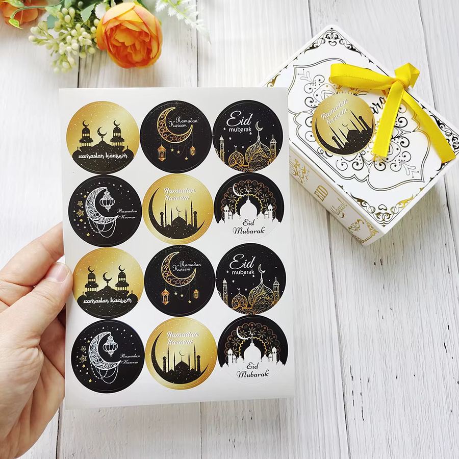 120 Stück Ramadan Aufkleber Eid Mubarak in Gold als Islamische Dekoration für Muslimische Partys und Geschenke - Bild 3