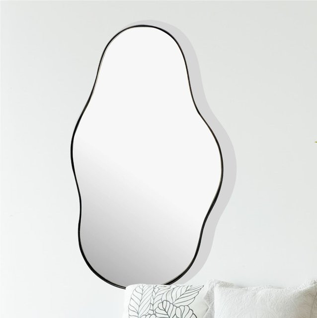 Asymmetrischer Wandspiegel KADIMA DESIGN aus Metall in Schwarz, Breite: 40 cm, Höhe: 80 cm - Bild 1