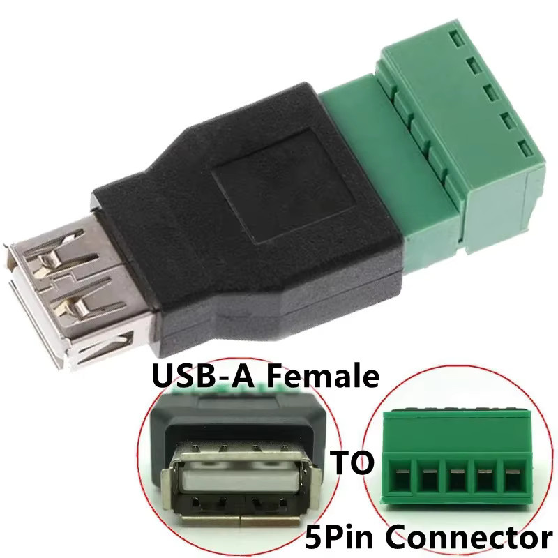 USB 2.0 Typ A Stecker auf 5-poligen Schraubanschluss mit Abschirmung, Schwarz - Bild 3
